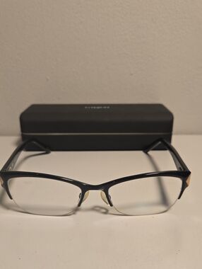 Givenchy Black Semi-Rim Glasses with Gold Trim